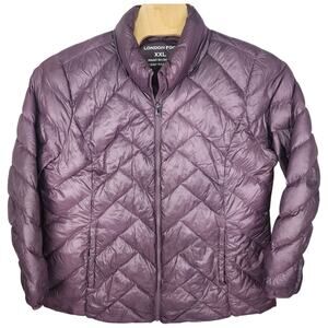 London Fog Purple Lightweight Womens 2XL Down Packable Puffer Jacket Zip No Hood